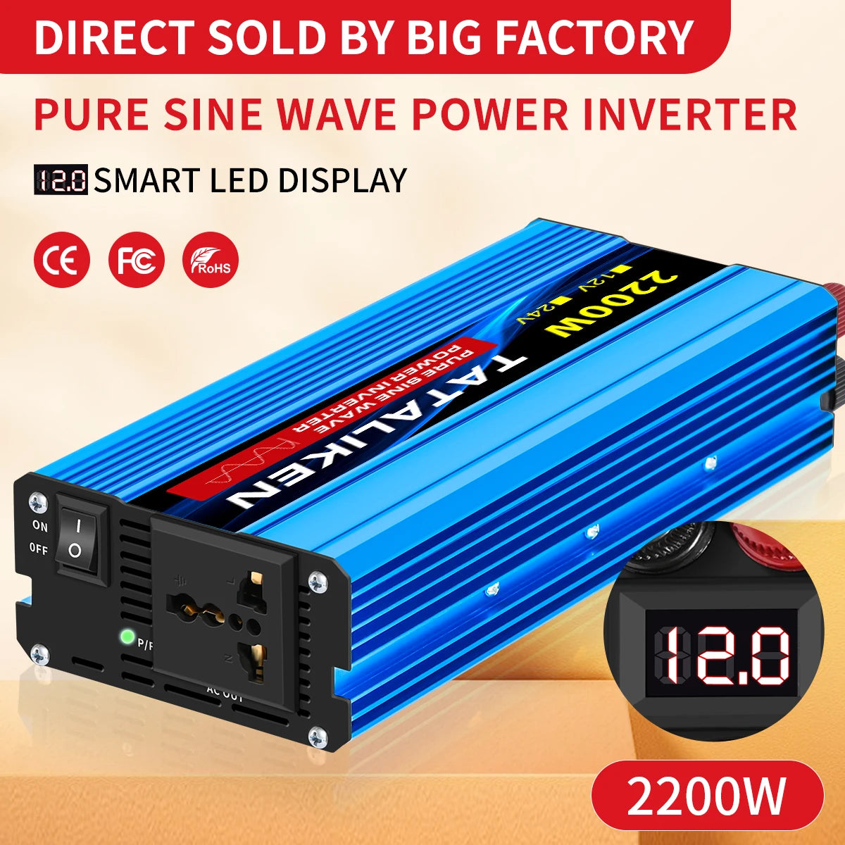 Power Up Your Life with the Pure Sine Wave Inverter 1000W-4000W: Efficient DC 12V & 24V to AC 220V Converter with Universal Socket