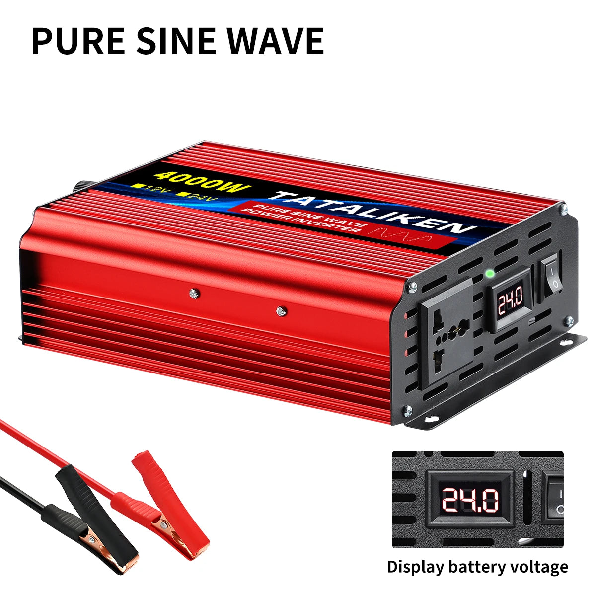 Power Up Your Life with the Pure Sine Wave Inverter 1000W-4000W: Efficient DC 12V & 24V to AC 220V Converter with Universal Socket