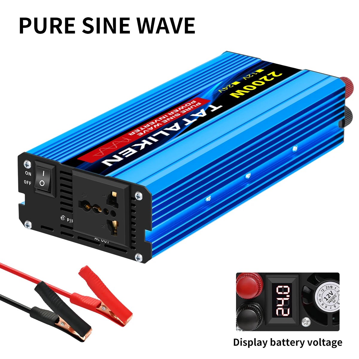 Power Up Your Life with the Pure Sine Wave Inverter 1000W-4000W: Efficient DC 12V & 24V to AC 220V Converter with Universal Socket