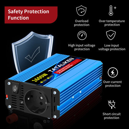 Power Up Your Life with the Pure Sine Wave Inverter 1000W-4000W: Efficient DC 12V & 24V to AC 220V Converter with Universal Socket