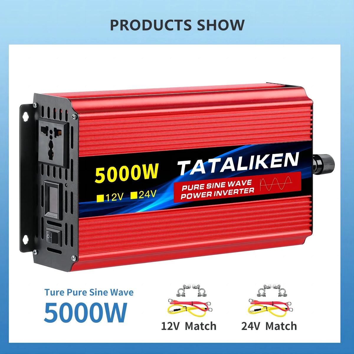 Power Up Your Life with the Pure Sine Wave Inverter 1000W-4000W: Efficient DC 12V & 24V to AC 220V Converter with Universal Socket