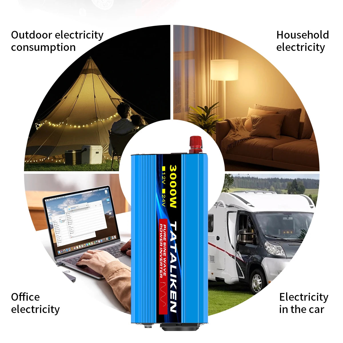Power Up Your Life with the Pure Sine Wave Inverter 1000W-4000W: Efficient DC 12V & 24V to AC 220V Converter with Universal Socket